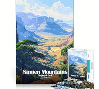 Rompecabezas de 1000 Piezas del Parque Nacional de Las Montañas Simien, Etiopía Póster Acabado Fino Ideal para ejercitar la Mente Juego Relajante Arte (38x52cm)