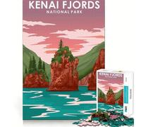 Rompecabezas de 1000 Piezas del Parque Nacional de los Fiordos de Kenai Corte Impecable Divertido Juego para Resolver Problemas Juego Gratuito Arte (38x26cm)