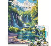 Rompecabezas de 1000 Piezas del Parque Nacional de los Lagos de Plitvice, decoración de Pared, un Reto para completar, Que fomenta el Amor Entre Parejas 38x26cm