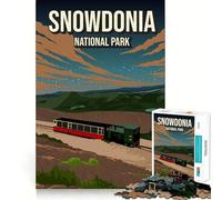 Rompecabezas de 1000 Piezas del Parque Nacional de Snowdonia Inglaterra con diseño de Tren y póster Bordes Finos Ideal para desarrollar la Mente Relajarse y Disfrutar de un Regalo navideño (50x75cm)