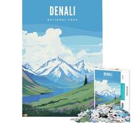 Rompecabezas de 1000 Piezas del Parque Nacional Denali Juego práctico y adictivo para Cultivar la Paciencia Regalos artísticos para la decoración del hogar Tamaño 75x50cm