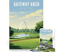 Rompecabezas de 1000 Piezas del Parque Nacional Gateway Arch,Corte, Divertido desafío Mental,Juguete Acogedor para Pasar un Buen rato en cumpleaños 38x26cm
