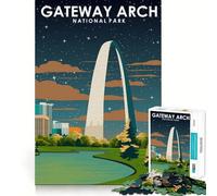 Rompecabezas de 1000 Piezas del Parque Nacional Gateway Arch,Juego Limpio y Divertido,Regalo para Relajarse y Disfrutar de la Navidad (38x26cm)