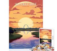 Rompecabezas de 1000 Piezas del Parque Nacional Gateway Arch Juguete Educativo Gran Regalo para Juegos Familiares con póster a Juego y Hoja de Trivia tamaño 38x52cm