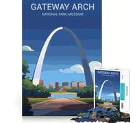 Rompecabezas de 1000 Piezas del Parque Nacional Gateway Arch Pieza de Corte Limpio Juguete Que desafía la Mente Momento de relajación Diversión Pieza de Arte navideña (38x26cm)
