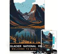 Rompecabezas de 1000 Piezas del Parque Nacional Glaciar Juego Limpio y Divertido,Regalo Ideal para Relajarse y Disfrutar de la Navidad (38x52cm)