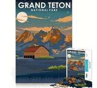 Rompecabezas de 1000 Piezas del Parque Nacional Grand Teton,Corte Exacto,Juguete Inteligente para el Cerebro,Juego Relajante,decoración navideña (38x26cm)