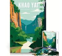 Rompecabezas de 1000 Piezas del Parque Nacional Khao Yai para Adolescentes ejercita la Mente,es Tranquilo,Divertido y con un Sistema de Encaje Firme, (38x26cm)