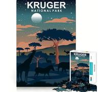 Rompecabezas de 1000 Piezas del Parque Nacional Kruger Arte Juego de precisión para armar Actividad Cerebral Diversión Juego para el Tiempo Libre Regalo de cumpleaños (38x52cm)