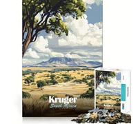 Rompecabezas de 1000 Piezas del Parque Nacional Kruger,Sudáfrica Ajuste Juguete artístico para desarrollar la Creatividad Tiempo de Descanso y Juego Decoración navideña (38x26cm)