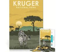 Rompecabezas de 1000 Piezas del Parque Nacional Kruger,Sudáfrica Arte de Corte preciso Juguete para desarrollar la Capacidad cognitiva Diversión para el Tiempo Libre Regalo navideño Relajante 38x26cm