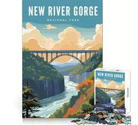 Rompecabezas de 1000 Piezas del Parque Nacional New River Gorge para Adolescentes Agilidad Mental,Tiempo de Descanso Relajante,diversión Segura,únete a la Fiesta de cumpleaños Sorpresa (50x75cm)