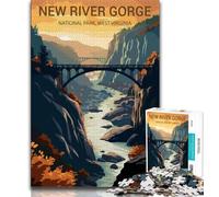 Rompecabezas de 1000 Piezas del Parque Nacional New River Gorge para Adolescentes, Ayuda a ejercitar el Cerebro, Juguetes adictivos para Cultivar la Paciencia, Gran Regalo, 75x50cm