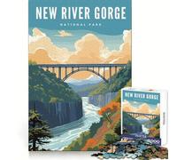 Rompecabezas de 1000 Piezas del Parque Nacional New River Gorge para Adolescentes Entrenamiento de Memoria,recreación Tranquila,Corte Impecable,Bonito Regalo (38x26cm)