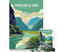 Rompecabezas de 1000 Piezas del Parque Nacional Phong Nha-KE Bang para Adultos Ejercicio Mental,Alivio del estrés,diversión,Cierre Seguro,Regalo Memorable (38x26cm)