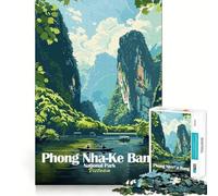 Rompecabezas de 1000 Piezas del Parque Nacional Phong Nha-KE Bang,Vietnam Juego de Corte preciso para desarrollar la Mente Juguete Inteligente para Relajarse Juego de decoración navideña (38x26cm)