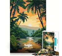 Rompecabezas de 1000 Piezas del Parque Nacional Sapo, Liberia Ilustración de Bordes Lisos Juego Divertido y Relajante Regalo Ideal para cumpleaños (38x26cm)