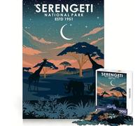 Rompecabezas de 1000 Piezas del Parque Nacional Serengeti para Adolescentes desarrolla la lógica, escapismo Relajante, Bordes definidos, Regalo navideño Acogedor (38x52cm)