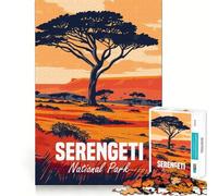 Rompecabezas de 1000 Piezas del Parque Nacional Serengeti para Adolescentes Juguete Que desafía la Mente Pasatiempo Tranquilo Corte preciso Regalo de Temporada (50x75cm)