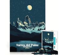 Rompecabezas de 1000 Piezas del Parque Nacional Torres del Paine para Adolescentes Juguete de lógica Resistente Diversión y Ocio Bordes Transparentes Arte Coleccionable 50x75cm