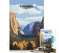 Rompecabezas de 1000 Piezas del Parque Nacional Yosemite Juego cognitivo Divertido Componentes Resistentes y de fácil Limpieza Momento de Tranquilidad y Ejercicio Mental en casa (38x52cm)