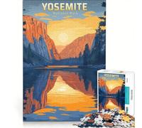 Rompecabezas de 1000 Piezas del Parque Nacional Yosemite póster de Viaje Vintage decoración de Pared de Juguete desafiante para completar Que Mejora el Amor Entre Parejas 50x75cm