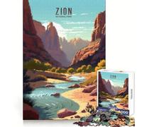 Rompecabezas de 1000 Piezas del Parque Nacional Zion para Adolescentes Actividad de Ocio Que estimula el Pensamiento lúcido Encaje Firme Regalo Ideal (38x52cm)