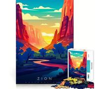 Rompecabezas de 1000 Piezas del Parque Nacional Zion para Adultos Entrenamiento Mental,diversión, Corte láser,Actividad Relajante para Grupos en Interiores (50x75cm)