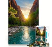 Rompecabezas de 1000 Piezas del Parque Nacional Zion,río al Atardecer,para Adultos Juego de Memoria y concentración Ajuste, Compacto y Divertido para Jugar en Familia (50x75cm)