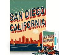 Rompecabezas de 1000 Piezas del Paseo marítimo de San Diego,Juego Limpio y Divertido,Regalo para Relajarse y Disfrutar de la Navidad (38x26cm)