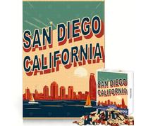 Rompecabezas de 1000 Piezas del Paseo marítimo de San Diego para Adultos Ejercicio Mental,Alivio del estrés,diversión,Cierre Seguro,Regalo Memorable (50x75cm)
