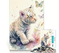 Rompecabezas de 1000 Piezas del Pequeño Tigre Blanco para Adolescentes, Rompecabezas Inteligente, Juguete Divertido y Sencillo, Corte Preciso, Selección de Deseos de Santa Claus 50x75cm