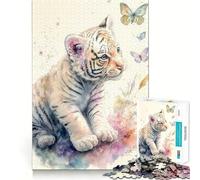Rompecabezas de 1000 Piezas del Pequeño Tigre Blanco para Adultos Regalos para Fortalecer la Memoria y Relajarse Tiempo de Calidad Artículo de Santa Claus 38x52cm