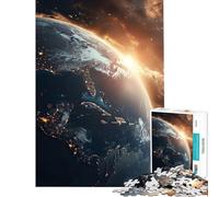 Rompecabezas de 1000 Piezas del Planeta Tierra para Adolescentes Juego Interactivo Educativo Juguete de desafío Regalo para Mujeres y Hombres decoración del hogar (tamaño 50x75cm)