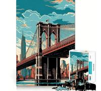 Rompecabezas de 1000 Piezas del Puente de Brooklyn,diseño Vintage,Corte preciso,Arte,construcción,Juguete,Tiempo de Juego Relajante,diversión de cumpleaños (50x75cm)