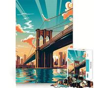 Rompecabezas de 1000 Piezas del Puente de Brooklyn,Estilo Vintage,Ajuste, Arte,Entrenamiento Mental,diversión,Tiempo de Descanso,Juego,Navidad,Regalo Tranquilo (50x75cm)