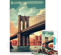 Rompecabezas de 1000 Piezas del Puente de Brooklyn,Estilo Vintage, armar,Juego para ejercitar el Cerebro,Divertido y Relajante,Ideal como decoración navideña (38x52cm)