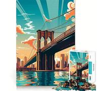 Rompecabezas de 1000 Piezas del Puente de Brooklyn,Estilo Vintage,Corte preciso,Arte Creativo,Juego Mental,Tiempo de Juego Tranquilo,Regalo de cumpleaños para Aficionados (38x52cm)