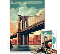 Rompecabezas de 1000 Piezas del Puente de Brooklyn,Estilo Vintage,Corte Suave,Juego Creativo,Juguete para Momentos de Ocio y relajación, (50x75cm)