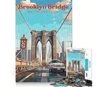Rompecabezas de 1000 Piezas del Puente de Brooklyn,Nueva York Ideal para divertirse,ejercitar la Mente y Jugar tranquilamente Regalo de cumpleaños (38x52cm)