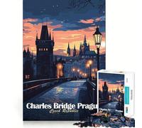 Rompecabezas de 1000 Piezas del Puente de Carlos de Praga con Bordes Lisos Juego Creativo Juguete Ideal para Pasar un rato Agradable Regalo Divertido de cumpleaños (50x75cm)