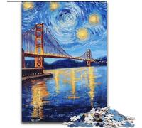 Rompecabezas de 1000 Piezas del Puente de San Francisco de Noche para Adolescentes Interacción Entre Padres e Hijos Que Reduce el estrés (tamaño 26x38cm)