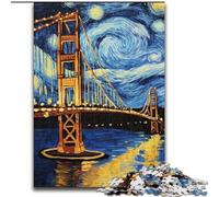 Rompecabezas de 1000 Piezas del Puente de San Francisco de Noche Rompecabezas de 1000 Piezas Un desafío para Adolescentes, Decorar el hogar o Regalar (tamaño 50x75cm)