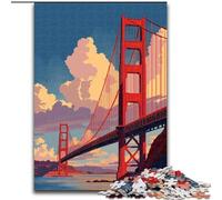 Rompecabezas de 1000 Piezas del Puente de San Francisco para Adultos, Regalo, Juego desafiante y Familiar, colección de Artistas, Bellas Artes para Mayores de 14 años (26x38cm)