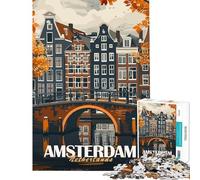 Rompecabezas de 1000 Piezas del Puente del Canal de Ámsterdam Desafío Educativo Juguetes didácticos para Aprender a armar para Mayores de 14 años Juego de Rompecabezas Incluido (38x26cm)