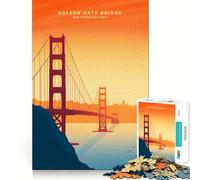 Rompecabezas de 1000 Piezas del Puente Golden Gate al Atardecer para Adolescentes Juego Inteligente para Pasar Tiempo en Familia Obra de Arte para armar 38x52cm