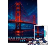 Rompecabezas de 1000 Piezas del Puente Golden Gate con Arte neón Difícil y desafiante Juego práctico para Mayores de 14 años 38x26cm