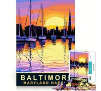 Rompecabezas de 1000 Piezas del Puerto de Maryland,Baltimore,Ajuste, Arte,Juego de Habilidad y Pensamiento,Tiempo de Descanso,Juego,Regalo de Arte navideño (50x75cm)