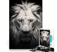 Rompecabezas de 1000 Piezas del Rey León Blanco Juego para ejercitar la Mente Artesanía de Corte experta Un pasatiempo Fascinante para los Momentos de Ocio (50x75cm)