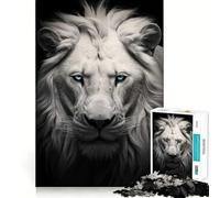 Rompecabezas de 1000 Piezas del Rey León Blanco para Adultos Diversión para Entrenar la Mente Piezas sin Rebabas y de Corte Limpio Actividad para Compartir en Familia (38x26cm)